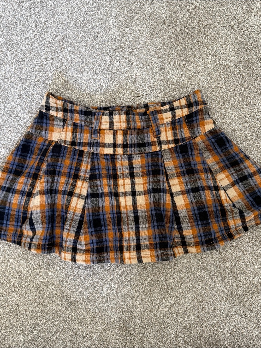 Free People Plaid Pleated Mini Skirt with built in shorts